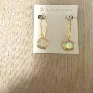 Kendra Scott Davis Gold Earrings with Iridescent Stone